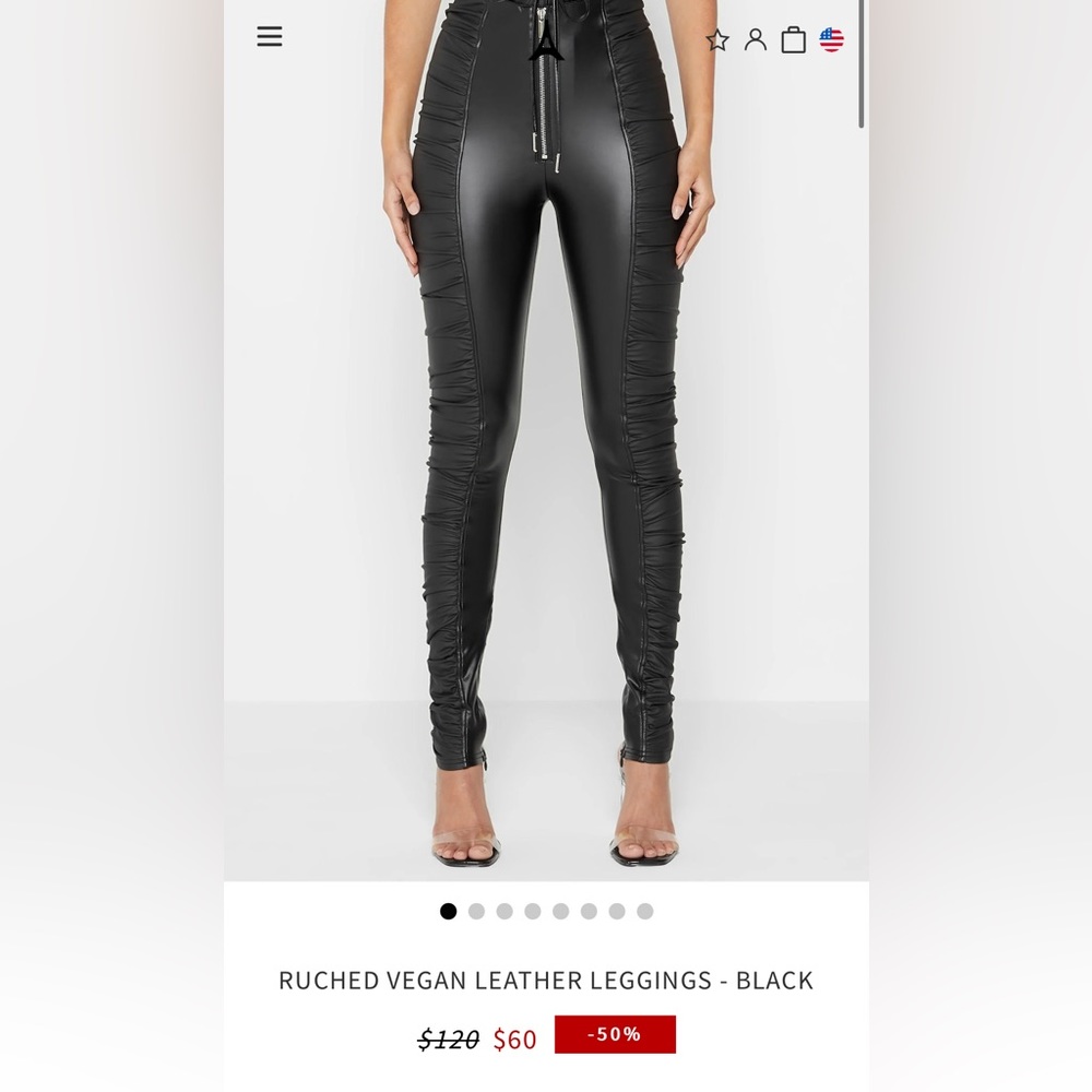 NWOT Maniere De Voir Leather Ruched Legging (UK SIZE 6 = US SIZE 2)